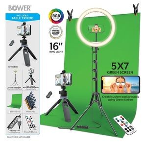 Content Creator Kit , 16 Inch RGB Ring Light,62" Adjustable Tripod, Green Screen